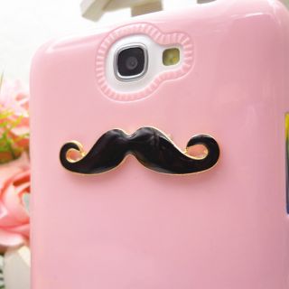 Black Leon Chaplin Sexy 3D Mustache Pink Case for Samsung Galaxy Note 2 N7100