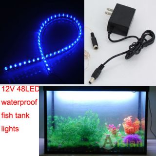 48 LED Waterproof Aquarium Fish Tank Strip Light Blue DT322