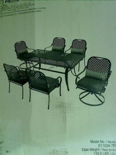 Hampton Bay Fall River Patio Dining Set with Moss Cushions