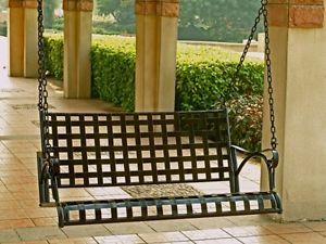 Contempo Iron Porch Swing in Antique Black Finish Patio Furniture