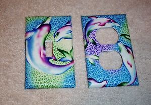 Swimming Dolphins Multi Colored Light Switch Plate and Outlet Set
