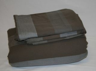 Calvin Klein Pelham King Duvet Cover Set Brown Gray Menswear Stripe Plaid Grey