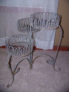 Vintage 3 Tier Folding Metal Wire Plant Stand