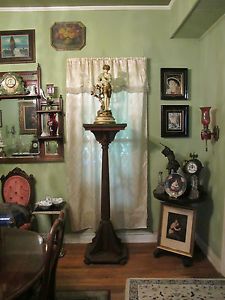 Huge x Tall Antique Wood Pedestal Plant Stand Mission Ascetic Style RARE