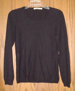 Les COPAINS Black Cashmere Raised Rib Design Long Sleeve Sweater 42 M Beautiful