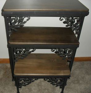 Longaberger Wrought Iron Dogwood Nesting Plant Stands Tables Deep Brown Shelves
