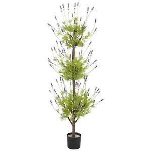 Decorative Natural Looking Artificial Potted 4' Lavender Topiary Silk Tree Plant