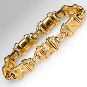 Seidengang Bracelet w Diamonds Link Chain Solid 18K Gold Jewelry 47 Grams