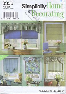 Vtg Simplicity Sewing Pattern 8353 Classic Roman Shades Valance Swags Curtains