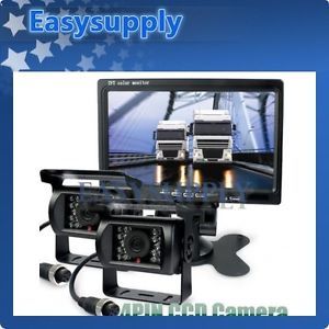 2X Night Vision CCD Rear View Camera Kit Monitor System for Bus Houseboat Truck