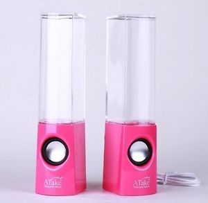 Atake LED Dancing Water Show Fountain Light Mini Computer Speakers Pink New