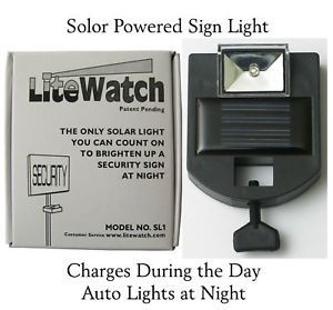 Lite Watch Security Sign Solar Powered LED Light with Mount 5 Pack