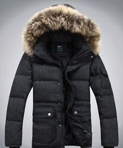 Details about New Mens Boys Winter Warm Down Fur Hooded Puffer Bomber