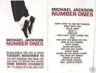 Michael Jackson "Number Ones" 2 Sided U s Promo Poster