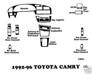 1992 1996 Toyota Camry Wood Dash Kit Wood Trim Wood Grain Kit Dash Outlet 14pcs