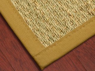 Seagrass Area Rug Carpet Half Panama Sage Khaki Cotton Border New