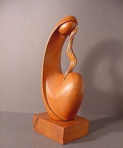 Abstract Wood Sculpture by R C Paul Modernist Mid Century Eames Art Deco Mod