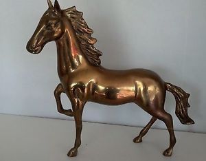 Standing Hoove Up Brass Stallion Horse Pony Statue Sculpture Art Deco