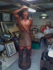 6ft Tall Hand Carved Wooden Cigar Store Indian