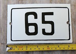 65 Stylish Antique Black White Enamel Number Plate Door Sign Street