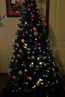 6ft Fiber Optic Christmas Tree w Ornaments and More