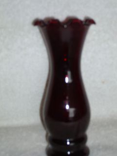 Anchor Hocking Royal Ruby Red Small Ruffled Top Edge Bud Vase