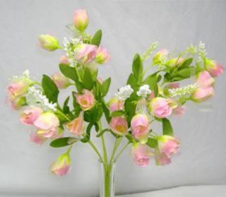 36 Pink Green Silk Mini Rose Buds Wedding Favor Flowers