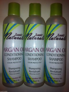 Lot 3 Lusti Naturals Argan Oil Conditioning Shampoo 8 oz ea Color Protectant
