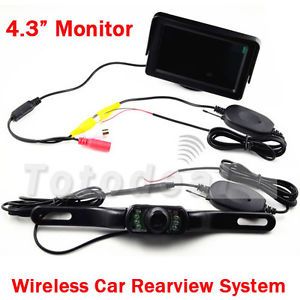 Wireless 4 3" LCD Rear View Monitor Waterproof Camera Back Up System Set