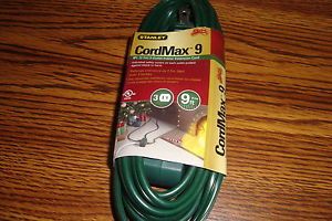 Stanley Cordmax 9 9 ft 3 Outlet Indoor Extension Cord Green Polarized New