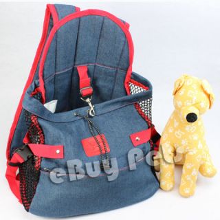 Denim Front Pet Carrier Bag Comfy Soft Cute Backpack for Dog Puppy Doggy Blue