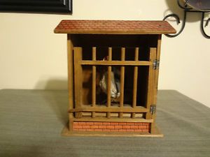 Antique Folk Art Pennsylvania Chicken Coop Rooster Wood Litho Pop Out Toy