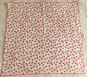 Vtg Cotton Strawberry Fruit Red Fabric Linen Table Square Scarf