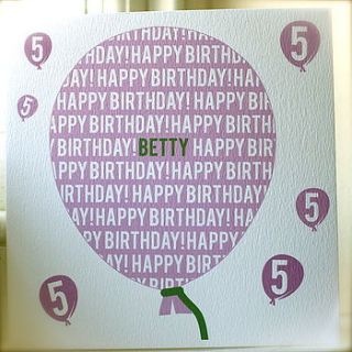 personalised birthday balloon card by ditto
