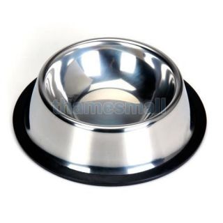 2X Stainless Steel Food Bowl Size 1 Rubber Ring for Pet Dog Cat