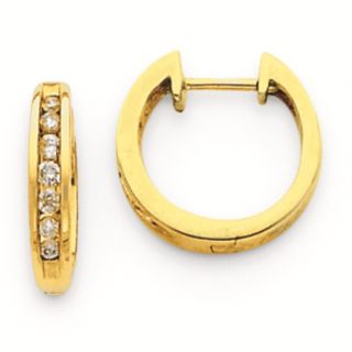 14k Gold 0 25 Carat 1 4 Carat Diamond Hinged Hoop Earrings