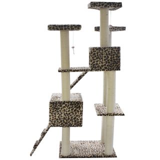 New 73" Beige Leopard Cat Tree Condo Furniture Scratch Post Pet House