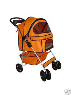 Orange 09 Model Pet Dog Cat Stroller w Rain Cover 3O
