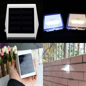 Mini Outdoor Solar Power 4 LEDs Wall Mount Stair Fence White Light Pathway Lamp