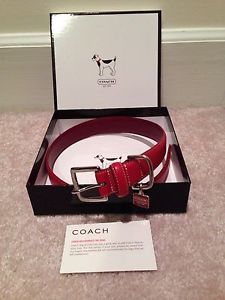 Authentic Coach Red Leather Dog Collar Sz Large
