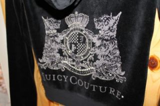 Juicy Couture Black Hoodie $148 Large Rhinestone Scottie Dog Logo P L Ring