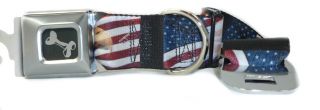 American Flag and Eagle Seat Belt Buckle Style Dog Collars or Leash 4 Sizes