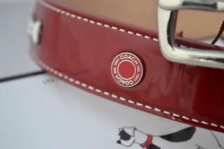 New Coach Heart Bones Red Patent Leather Charm Dog Collar XL Extra Large