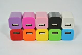 10x USB AC Home Wall Travel Charger Adapter Color 1000 MA iPod
