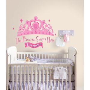 New The Princess Sleeps Here Wall Decals Baby Girls Stickers Pink Nursery Decor