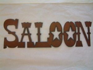 Western Rustic Southwest Metal Art Wall Decor Cantina Bar "Saloon" Sign