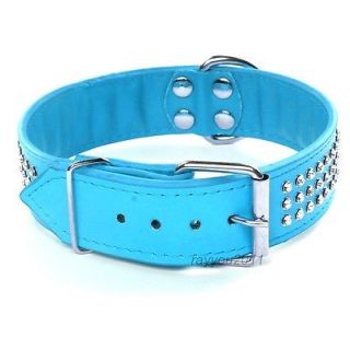 Blue Rhinestone Dog Collar