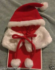 Dog Collar Hat Christmas Red White Fur Santa Claus Dogs Tie Collars Hats