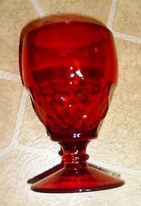 Set of 8 Red Glass Water Goblets in Excellent Condition
