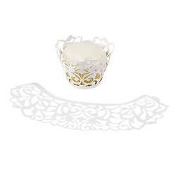 48 White Filigree Lace Cupcake Collars Wrappers Wedding Free s H Shower Table